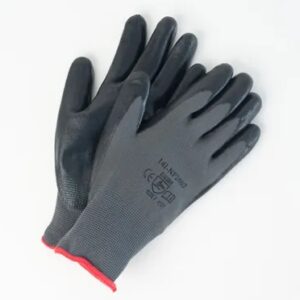 GLOVES - BLACK KNIT W/ NITRILE FOAM PALM  SZ 7 (DOZ)