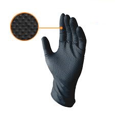 GLOVES BLACK 7.5 MIL NITRILE DIAMOND FINISH - PF XL 100 / BOX