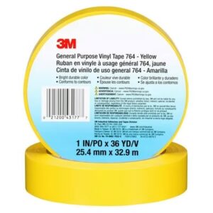 VINYL TAPE 1" X 36 YD RUBBER ADHESIVE #764 YELLOW (36 R/CASE)