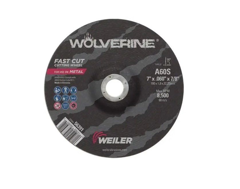 CUT OFF WHL 7" X 1/16" (.060) X 7/8" A60S FAST CUT TYPE 27